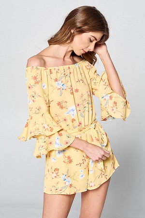Off Shoulder Ruffle Sleeve Rom ...